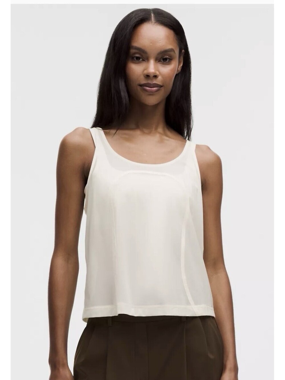 Lululemon Stretch Mesh Relaxed-Fit Tank Women’s L Ivory White NWT Sheer